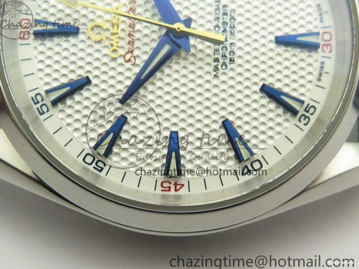 0220 EasyCare Aqua Terra Master Ryder Cup Edition VSF 1:1 Best Edition White Textured Dial on Blue Nylon Strap A8500 Super Clone 8016